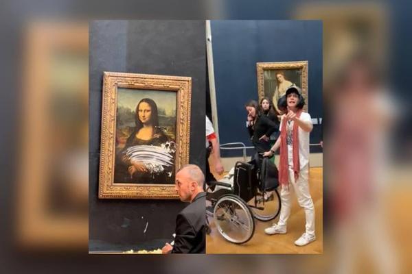 /VIDEO/ A aruncat cu tort în Mona Lisa
