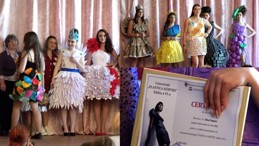/VIDEO/ Hârtia a prins viață în mâinile viitorilor designeri din Bălți. Concursul Plastica Hârtiei la a VI – a ediție