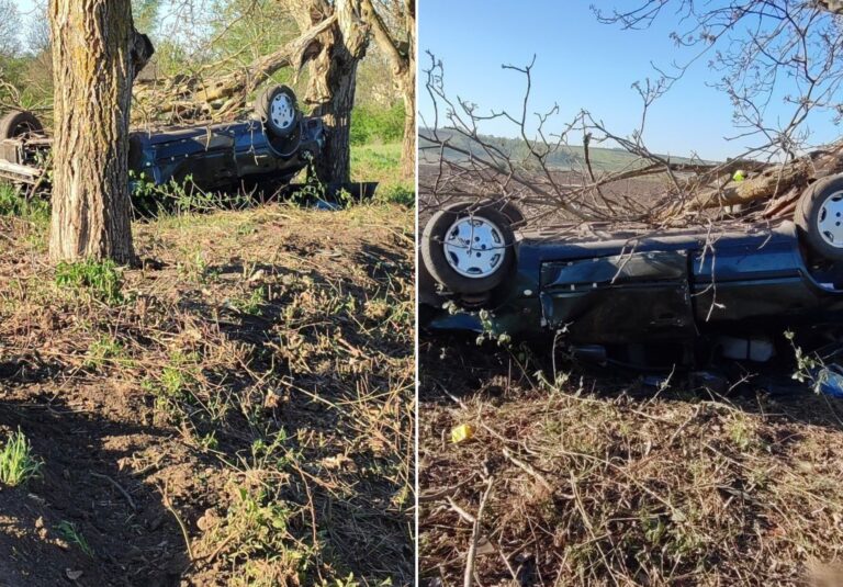 Mașină răsturnată într-un accident mortal în Halahora de Sus, Briceni