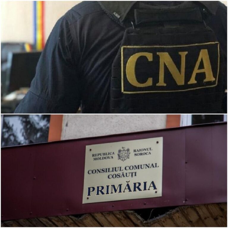 Ofițeri CNA în timpul unei percheziții într-un dosar de corupție privind o licitație publică