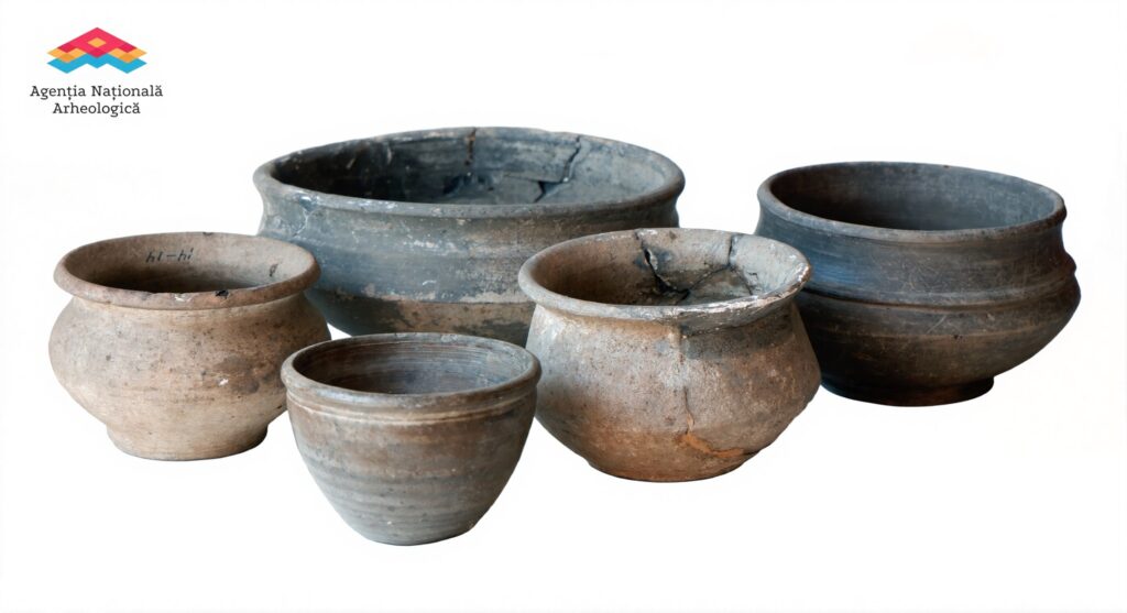 Vase ceramice vechi din secolul IV expuse în Muzeul de Istorie și Etnografie din Bălți