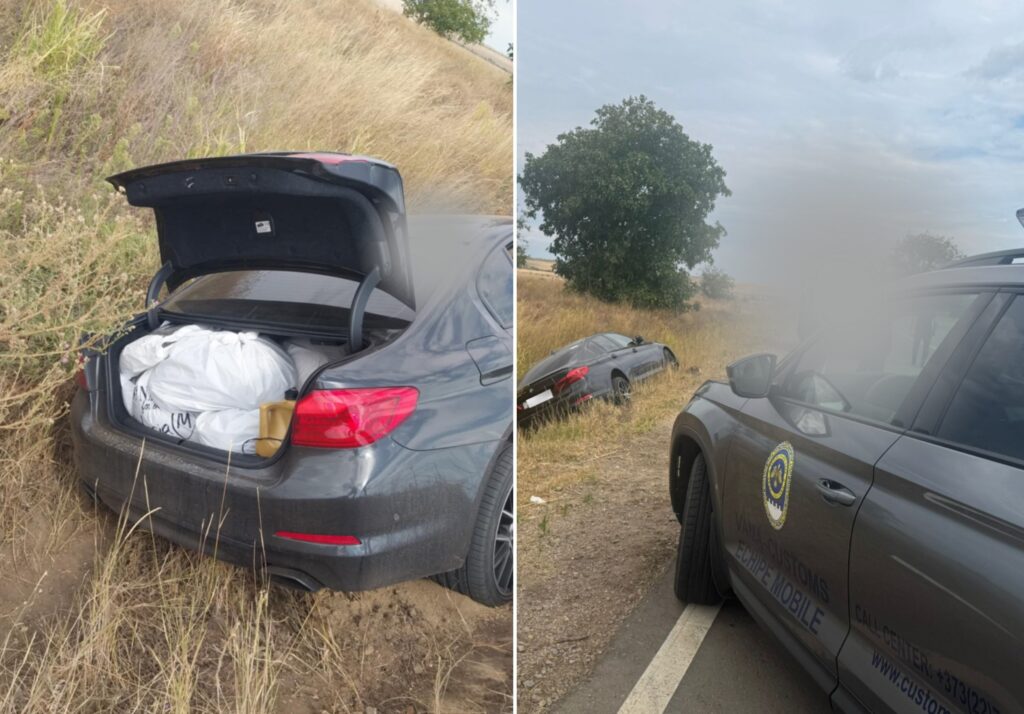 BMW 540i reținut de vameși în Vulcănești, cu 450 de articole vestimentare de contrabandă