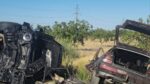 Mașini avariate după accidentul frontal de pe traseul M3, în apropiere de Burlăceni, Cahul