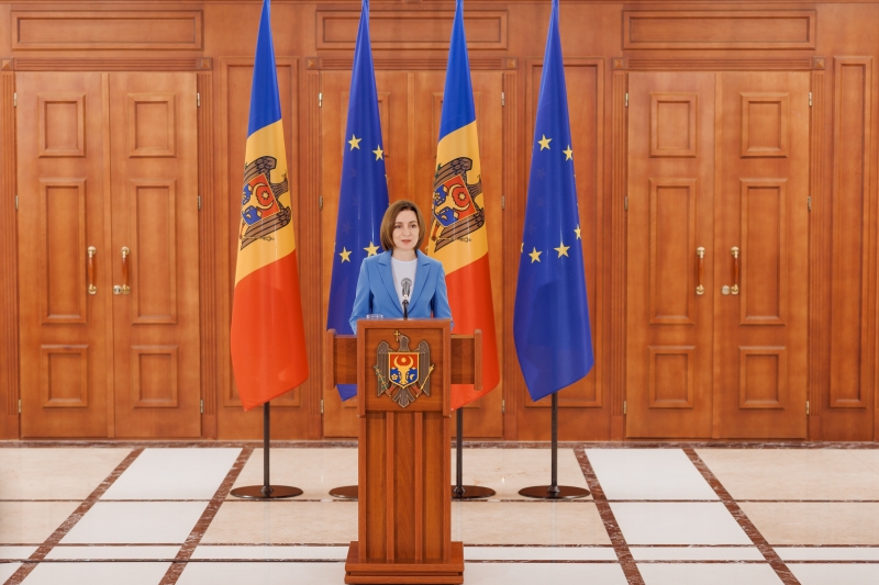 Președinta Maia Sandu în cadrul unei declarații după alegerile parlamentare din 2025.