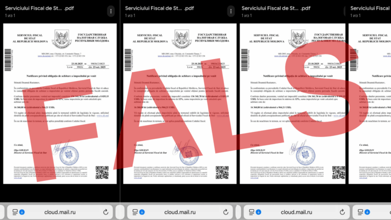 Serviciul Fiscal de Stat avertizează contribuabilii despre notificări false transmise prin e-mail