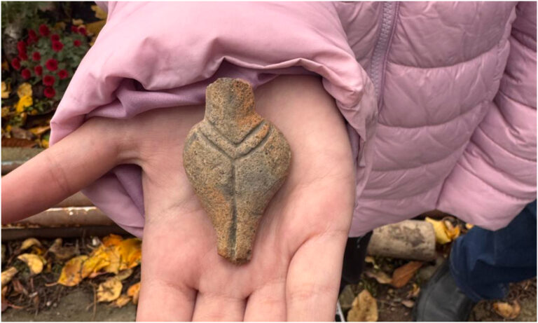 Elevii din Chișcăreni care au descoperit o figurină a culturii Cucuteni, examinați de specialiștii Agenției Naționale Arheologice.