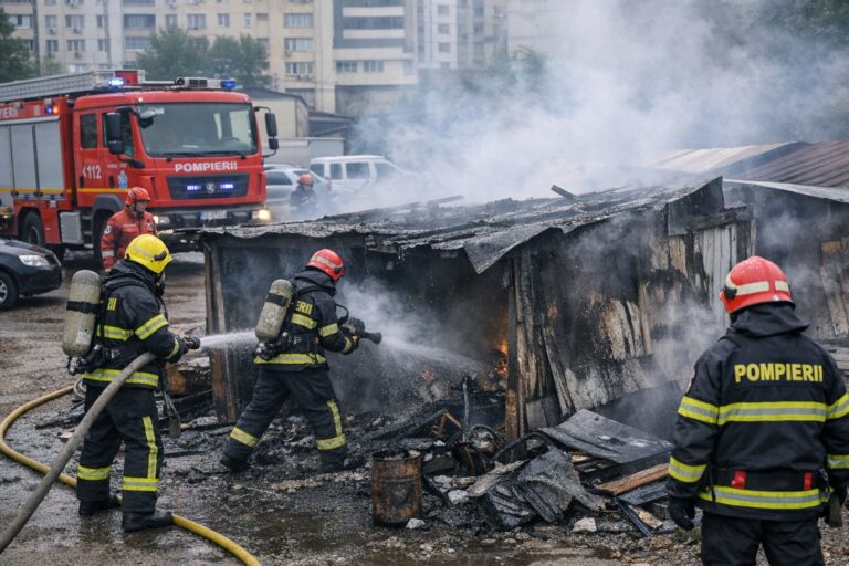 Pompierii intervin la un incendiu izbucnit într-o parcare din Chișinău