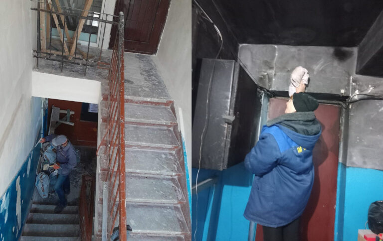 Lucrări de restabilire în scările blocurilor afectate de incendii în municipiul Bălți.