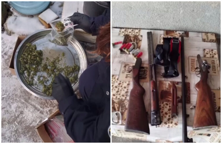 Polițiștii din Florești au desfășurat percheziții în mai multe localități, unde au ridicat substanțe suspecte și arme. Cazurile sunt investigate în continuare.