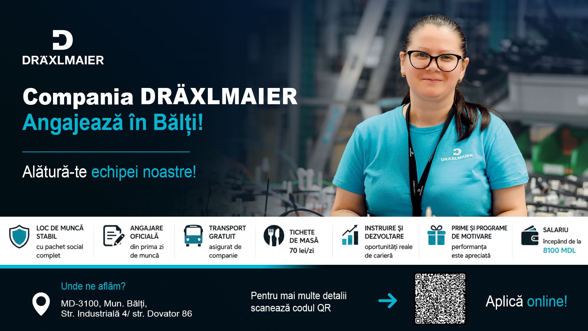 DRÄXLMAIER angajează în Bălți